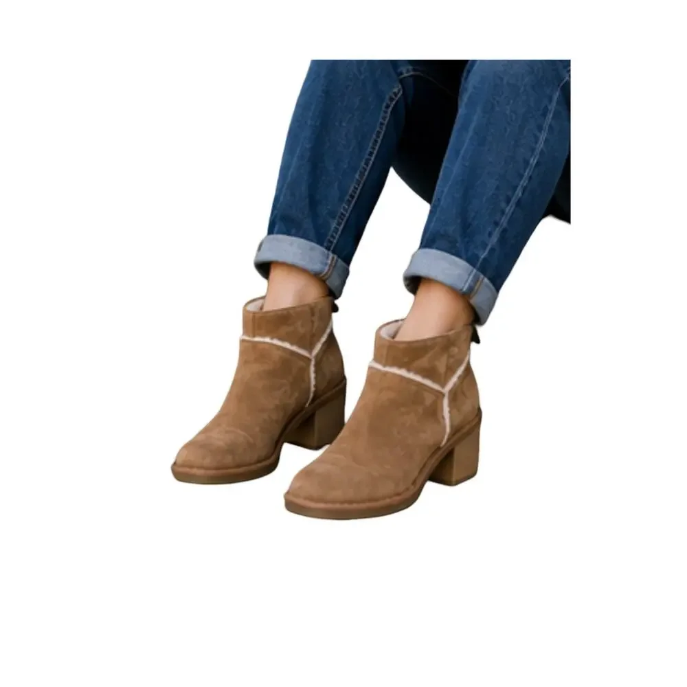 UGG Kasen Ankle Boots Womens Size 6.5 Tan Suede Shearling Lined 3
